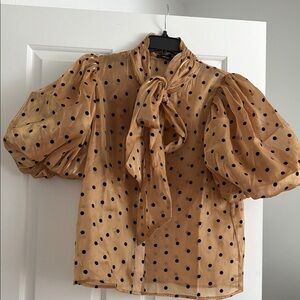 Polka Dot Puff Sleeve Blouse never worn nwot